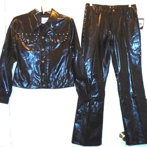 Vintage rare sexy studded jacket pants set.